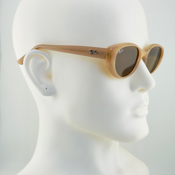 Ray-Ban Sunglasses Bio-Based RB4457D Polished Opal Beige Frame Dark Brown Lenses - Picture 6 of 15
